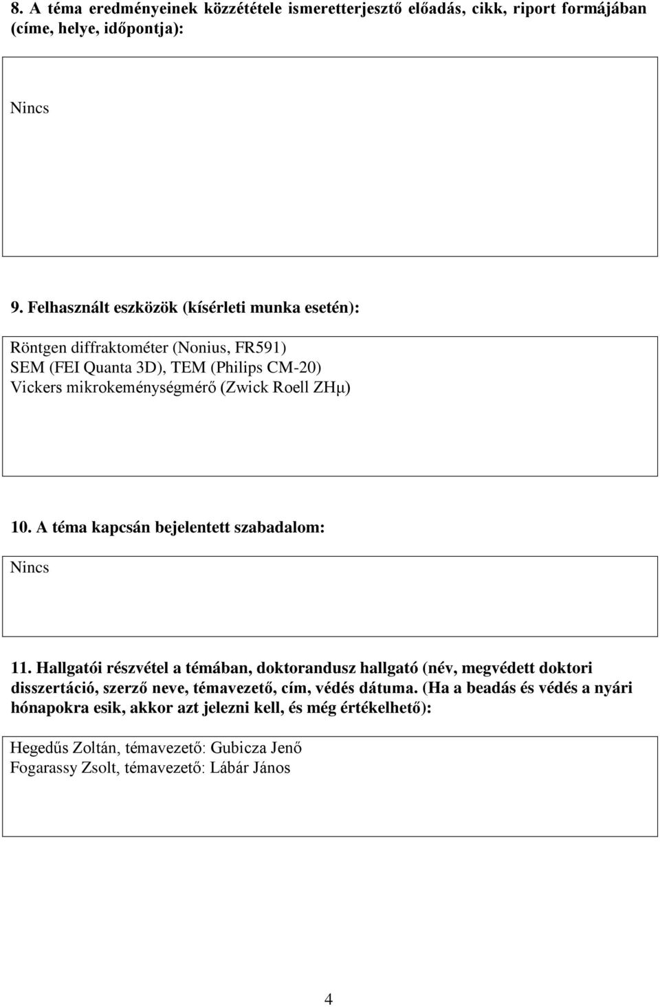 Roell ZHμ) 10. A téma kapcsán bejelentett szabadalom: 11.