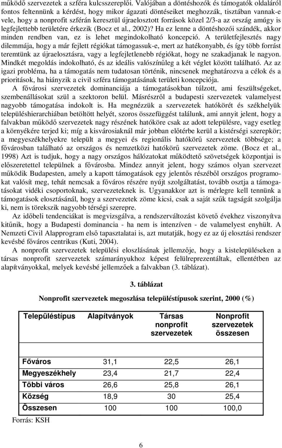források közel 2/3-a az ország amúgy is legfejlettebb területére érkezik (Bocz et al., 2002)? Ha ez lenne a döntéshozói szándék, akkor minden rendben van, ez is lehet megindokolható koncepció.