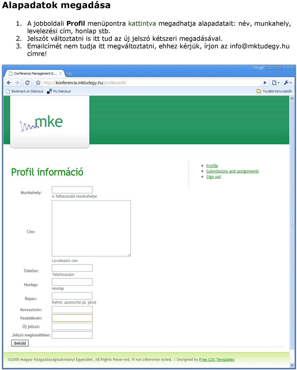 munkahely, levelezési cím, honlap stb. 2.