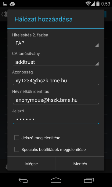 4. A beállítások mentése után a rendszer automatikusan csatlakozni fog a hálózathoz, amint az elérhetővé