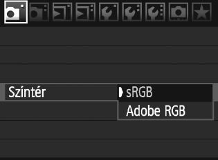 3 A színtér beállítása A színtér az előállítható színek tartományát jelenti. Ezzel a fényképezőgéppel az elkészített képek színterét srgb vagy Adobe RGB típusúra állíthatja be.