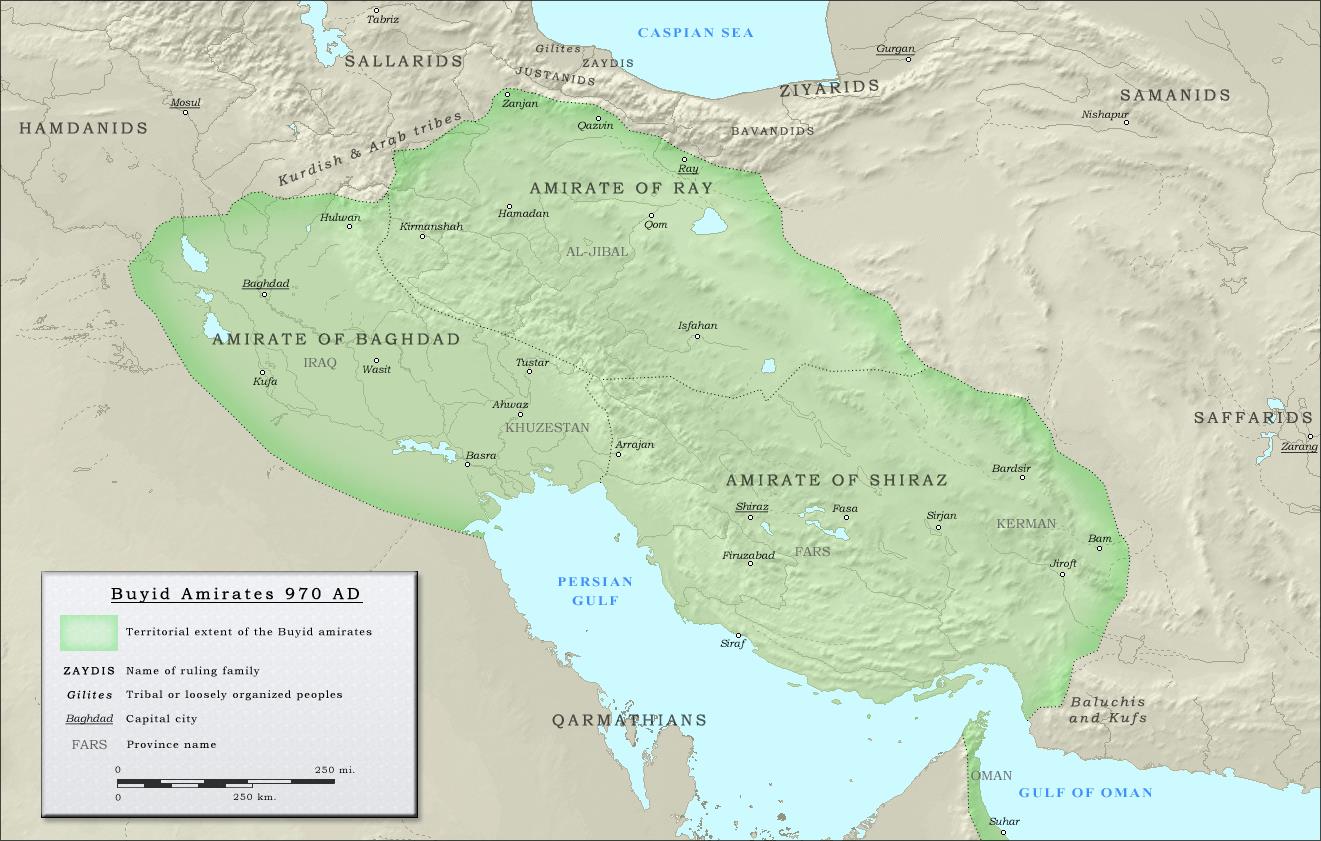 BÚJIDÁK (932-1062) Buvaihidák néven is ismert, észak-iráni eredetű tizenkettes síita dinasztia Mezopotámiában / Buvaih törzs / Imád ad-daula Ali (932-949) meghódította Fárszt / Haszan Rukh ad-daula