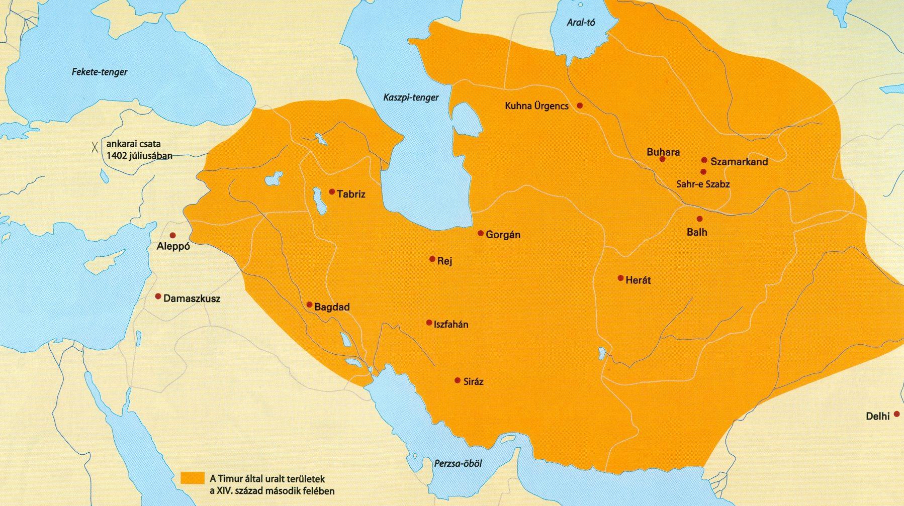 TIMUR LENK / A TIMURIDÁK Timur Lenk (Lenk = sánta) a turkomán barlas törzsből származik (1336-1405, uralkodik: 1370-1405) / 1360-1370: Transzoxánia elfoglalása.