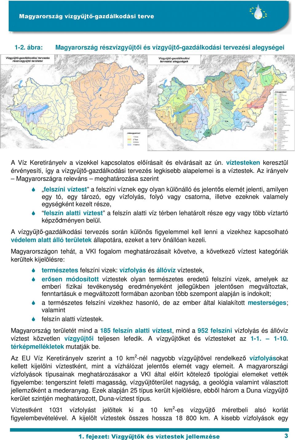 Az irányelv Magyarországra releváns meghatározása szerint felszíni víztest a felszíni víznek egy olyan különálló és jelentıs elemét jelenti, amilyen egy tó, egy tározó, egy vízfolyás, folyó vagy