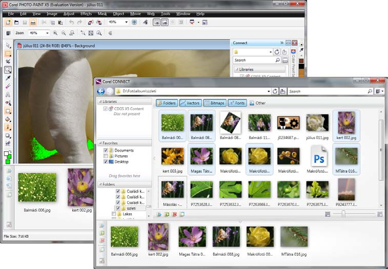 A program újdonságai 17 gédprogramból a CorelDRAW vektoros rajzprogram is betölthető. A képek keresésére, szűrésére a Windows 7 Intézőjében megismert módszert, keresőmezőt használhatjuk. 1-6.