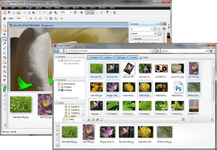 A program újdonságai 23 gédprogramból a CorelDRAW vektoros rajzprogram is betölthető. A képek keresésére, szűrésére a Windows 7 Intézőjében megismert módszert, keresőmezőt használhatjuk. 1-6.