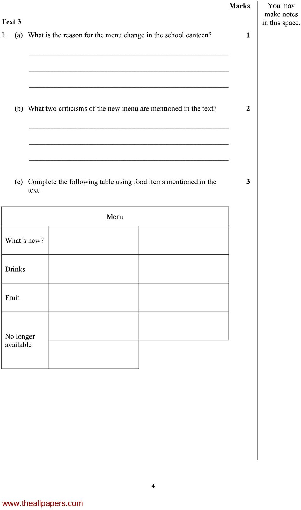 (b) What two criticisms of the new menu are mentioned in the text?
