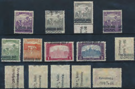 1484-1522 1520. 1521. 1522. Nyugat Magyarország VI. 1921 10K/15f 10 helyett 01 felülnyomással + támpéldány / with 01 overprint Signed: Bodor 11.000 Nyugat Magyarország VI.