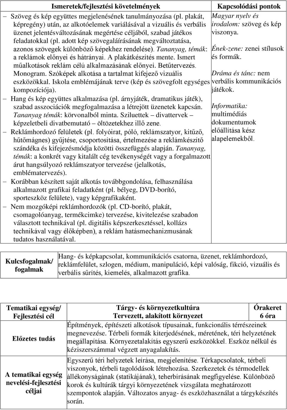 adott kép szövegaláírásának megváltoztatása, azonos szövegek különböző képekhez rendelése). Tananyag, témák: a reklámok előnyei és hátrányai. A plakátkészítés mente.