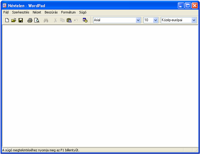 Beépített programok Jegyzettömb Karakteres szövegszerkesztő program, txt kiterjesztésű fájlokat képes kezelni.