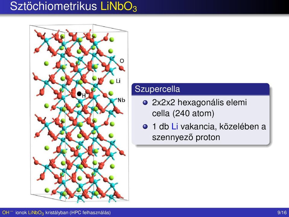 vakancia, közelében a szennyező proton OH