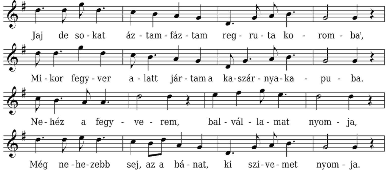 STUDIA LITTERARIA 2015/3-4. AZ ELSŐ VILÁGHÁBORÚ EMLÉKEZETE 0, í 1 Tő - tik a gyer - gya - i uc - cát, Vi - szik a szé kely ka to nát. 4^r UT - = *?