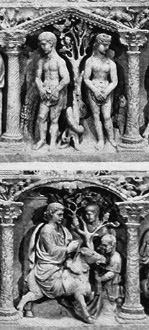 1. feladat Ókeresztény és bizánci művészet. 1./1. Az alábbi felvételen (és a képmelléklet 1./1. jelzésű fotóján) Junius Bassus szarkofágjának reliefekkel borított homlokfalát látja.