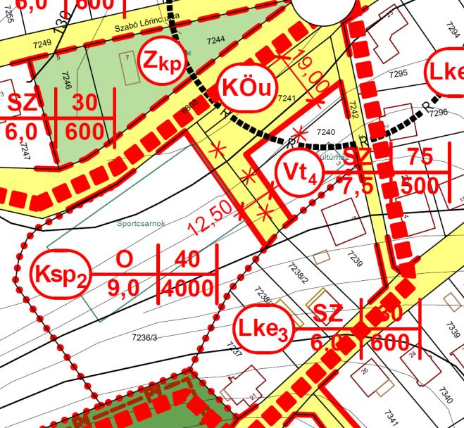 3. Sportcsarnok és művelődési ház melletti parkoló terület telekhatár rendezése parkoló bővítés céljából. Érintett helyrajzi számok: 7240, 7241, 7236/3.