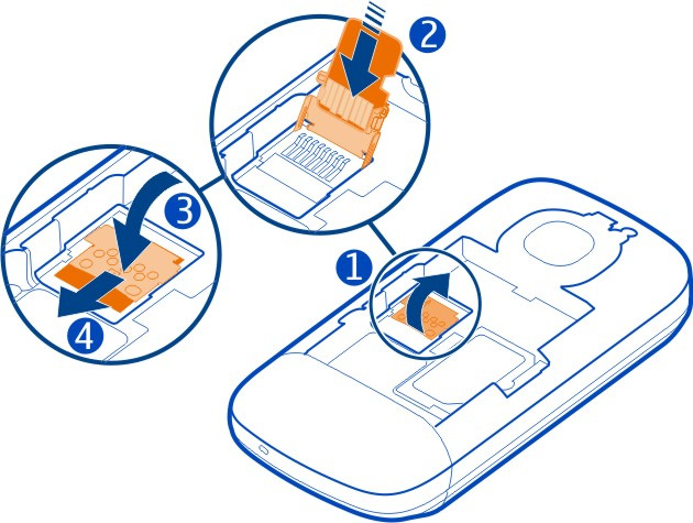 8 Kezdő lépések 1 Kapcsoljuk ki a telefont, majd távolítsuk el a hátlapot és az akkumulátort. 2 A memóriakártya-tartó kinyitásához csúsztassuk el a tartót a rajta látható nyíl irányába.