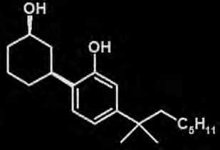 Néhány kannabinoid affinitása CB1 és CB2 receptorokhoz A Pfizer cég valamint Huffman kutatásai (1990-2008) alapján Rövid K i (nm)* név CB1 CB2 D 9 -THC 40,7 36,4 R = C 3 H 7