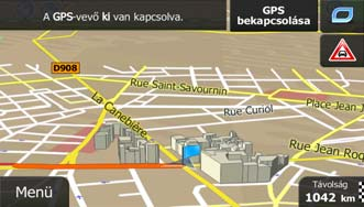 4. Az útvonal első sorában, a kiindulási pont helyén jellemzően a pillanatnyi GPS-pozíció látható. A figyelmeztető üzenet gombjának megérintésével erősítse meg a művelet kiválasztását. 5.
