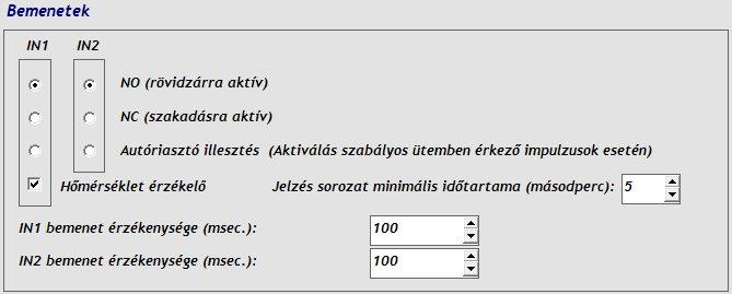 Bemenetek A modul 2db kontaktus bemenettel rendelkezik: IN1 és IN2. A kontaktus a bemenet és a negatív tápfeszültség bemenet ( bekötési pont) között értendő.