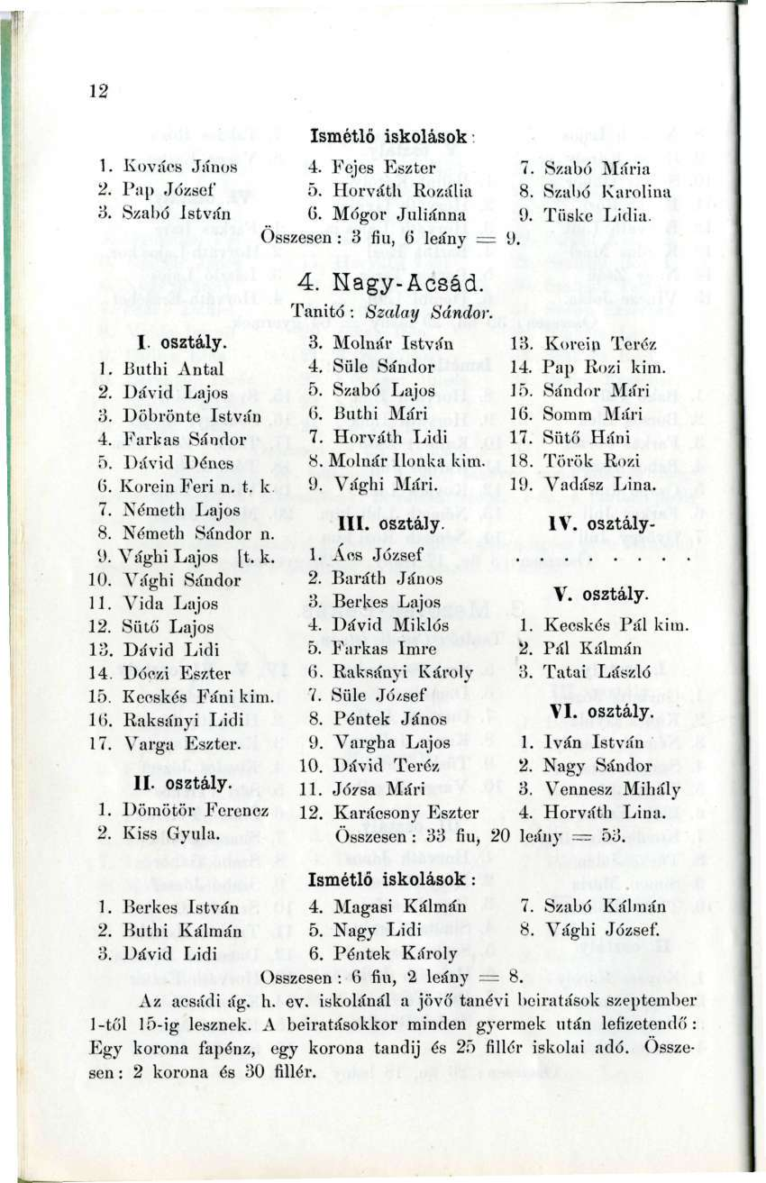 2. Koviícs Jiíiios 2. Pap József 'á. Szabó Istviín Ismétlő iskolások: 4. Fejes Poszter 7. Szabi) Mária ö. Horviítli Eoziília 8. Szabó Karolina G. Mógor Juliíínna ü. Tüske Lidia.