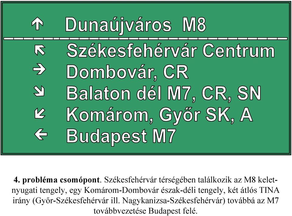tengely, egy Komárom-Dombovár észak-déli tengely, két átlós