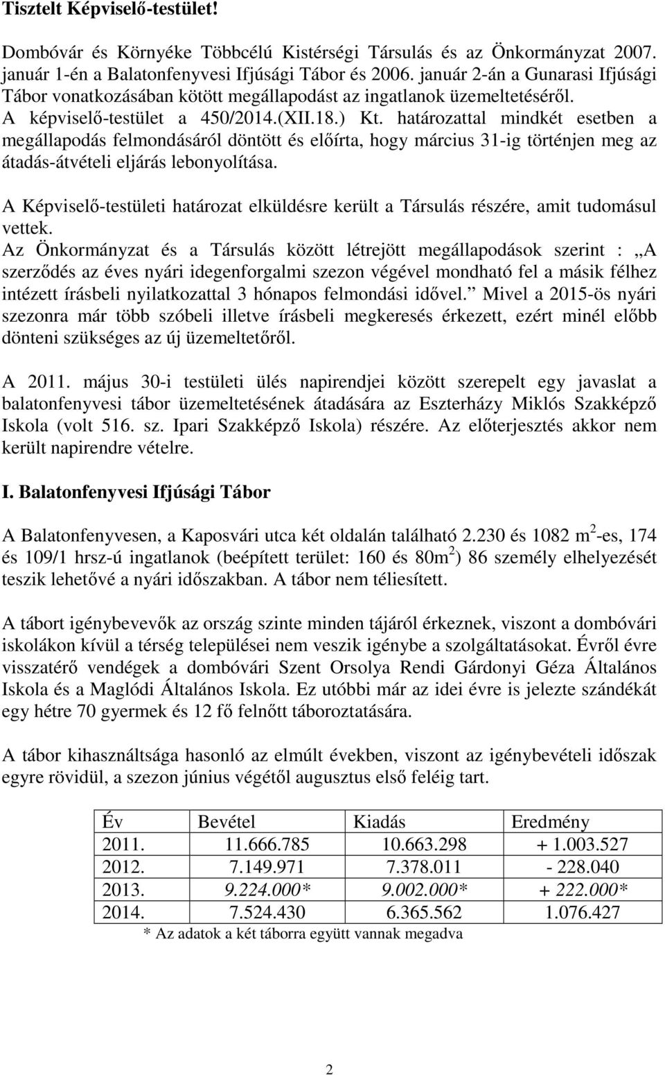 határozattal mindkét esetben a megállapodás felmondásáról döntött és előírta, hogy március 31-ig történjen meg az átadás-átvételi eljárás lebonyolítása.