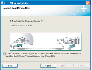 16 Csatlakoztassa az USB-kábelt Connect the USB cable Macintosh-felhasználók: a Csatlakoztassa az USB-kábelt a HP All-in-One készülék hátsó portjába, majd a számítógép bármely USB-portjába.