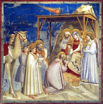 Mi lehetett a betlehemi csillag? Üstökös? Giotto éppen a Halley-üstököst örökítette meg idilli képe felső részén.