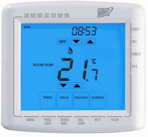9 3.5. Az érintőképernyős termosztát leírása jelmagyarázat Hétfő.