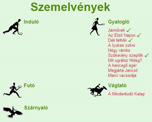 Szemelvények Az oldalt a link dobozban található Szemelvények linken keresztül érheted el. Az oldalon láthatod a szemelvényeket szintenként csoportosítva.