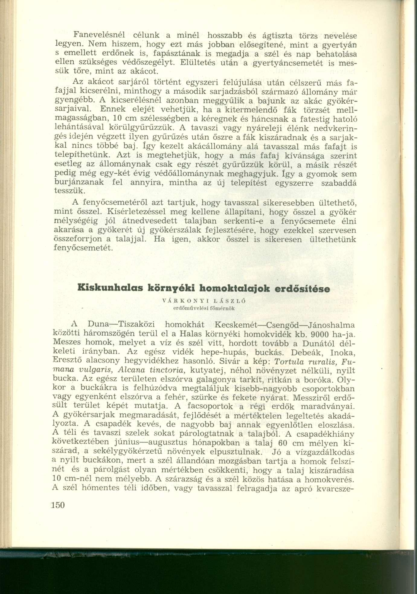 Fanevelésnél célunk a minél hosszabb és ágtiszta törzs nevelése legyen.