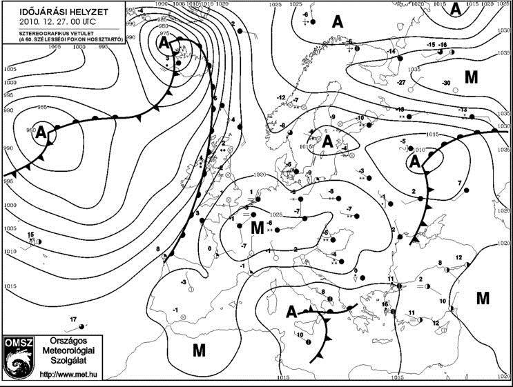 9. ábra: P8. (Aw) 2013. július 31-én (nyugatról benyúló anticiklon) 10. ábra: P8. (Aw) 2010. december 27-én (köztes anticiklon) 9. P9.