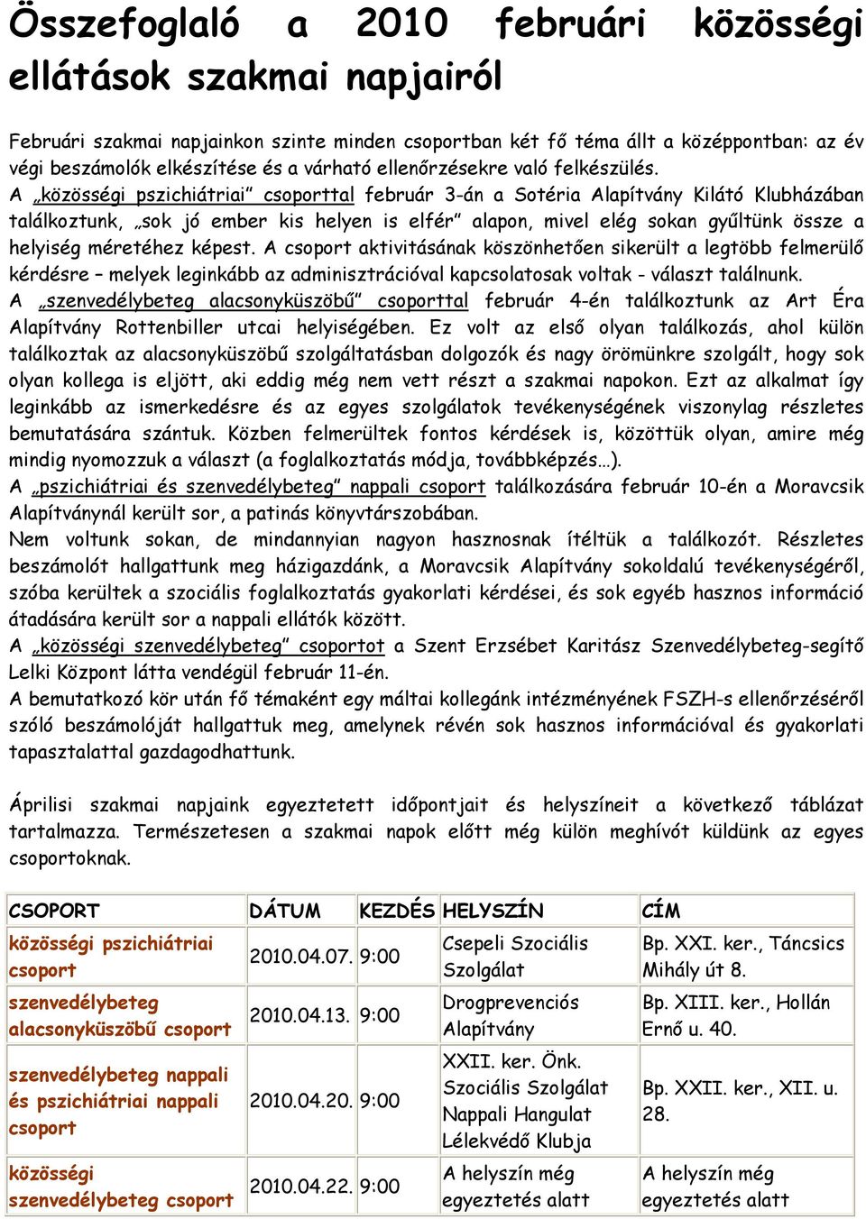 A közösségi pszichiátriai csoporttal február 3-án a Sotéria Alapítvány Kilátó Klubházában találkoztunk, sok jó ember kis helyen is elfér alapon, mivel elég sokan gyűltünk össze a helyiség méretéhez