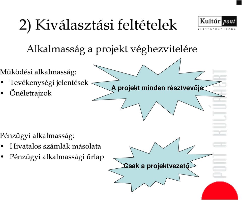 Önéletrajzok A projekt minden résztvevője Pénzügyi