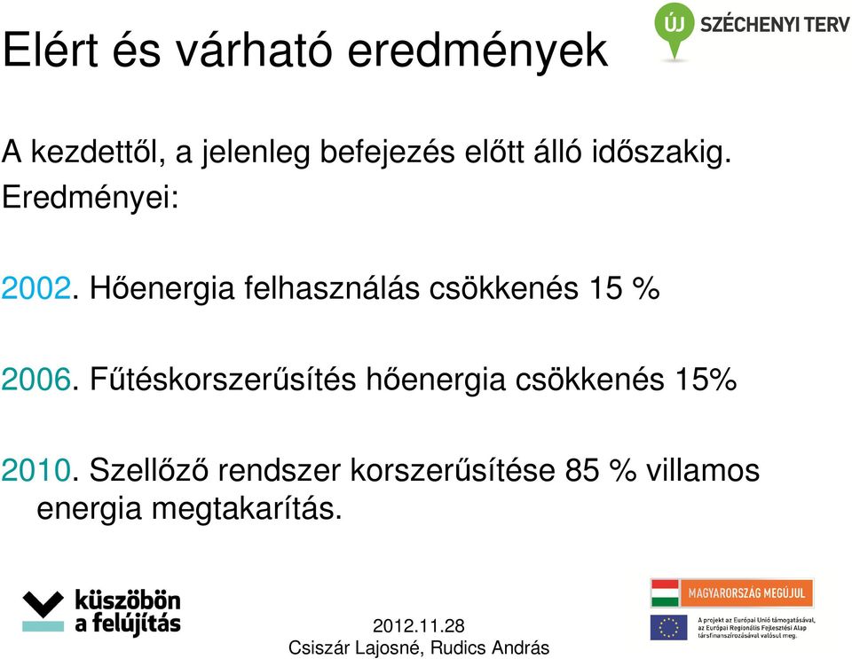 Hőenergia felhasználás csökkenés 15 % 2006.