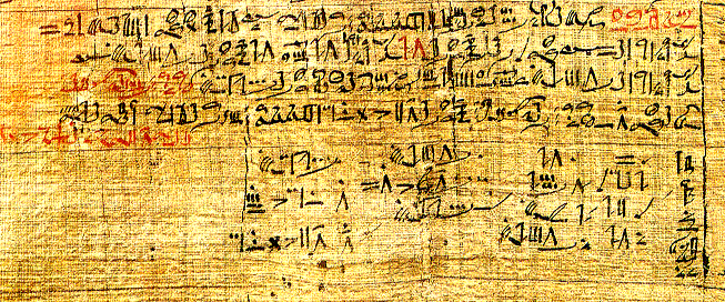 V. A Rhind papirusz 43-as példája 4. ábra Gay Robins and Charles Shute, The Rhind Mathematical Papyrus, an ancient Egyptian text, Plate 14, problems 41-6 A.