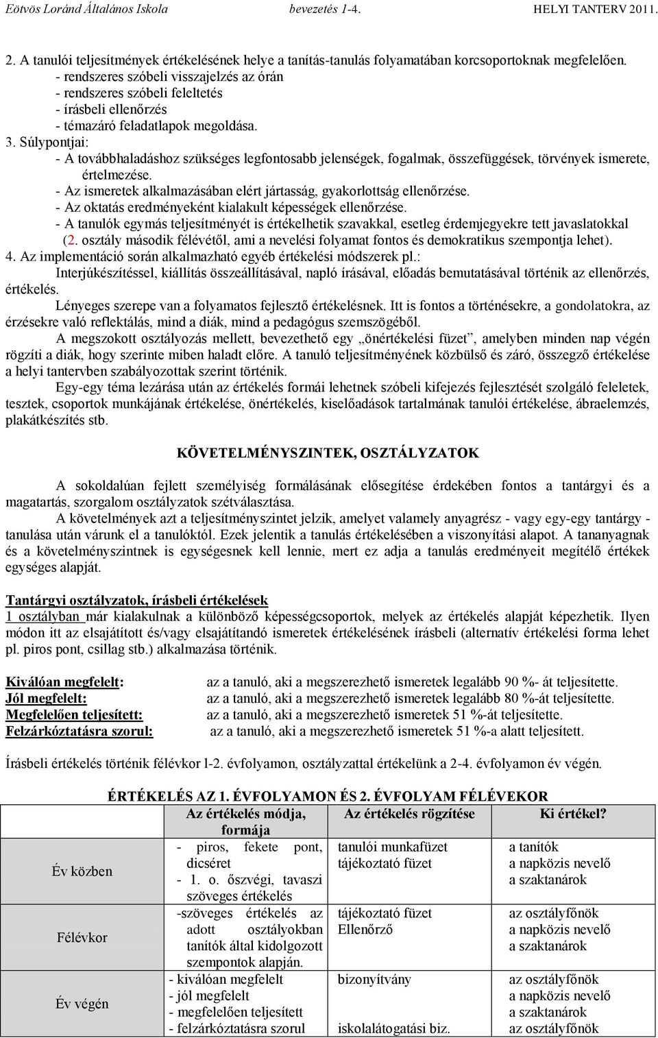 Súlypontjai: - A továbbhaladáshoz szükséges legfontosabb jelenségek, fogalmak, összefüggések, törvények ismerete, értelmezése. - Az ismeretek alkalmazásában elért jártasság, gyakorlottság ellenőrzése.