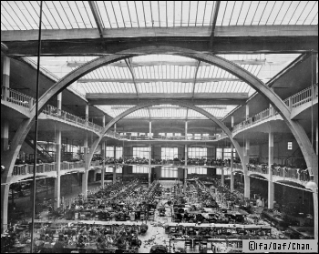 Versenyfutás az acélszerkezetekkel: ívtartós szerkezetek Ateliers Esders, Auguste Perret. Párizs, 1919.