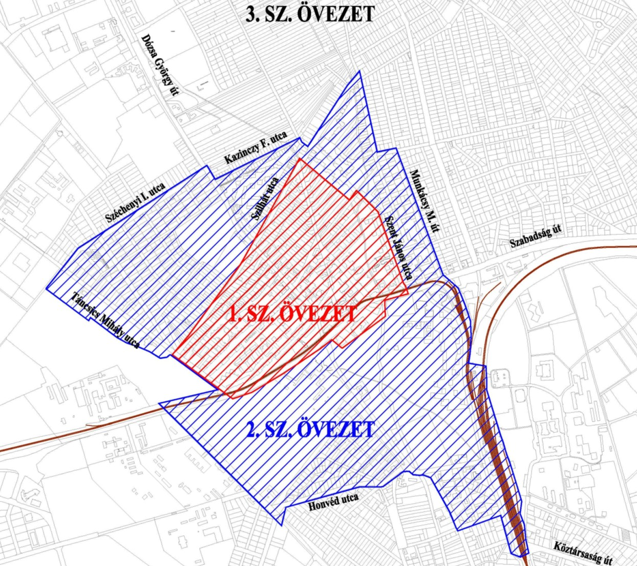 A GÉPJÁRMŰ VÁRAKOZÓHELYEK BIZTOSÍTÁSÁRA VONATKOZÓ ELŐÍRÁSOK KIVONATA 2.1 MELLÉKLET: PARKOLÁSI ÖVEZETEK MEGHATÁROZÁSA (1. ÁBRA): 2. sz.