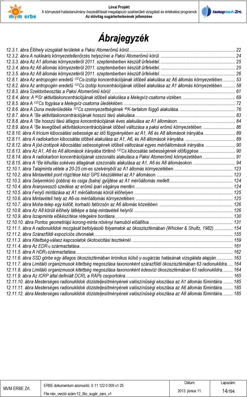 szeptemberben készült őrfelvétel.... 26 12.8.1. ábra Az antropogén eredető 137 Cs-izotóp koncentrációjának idıbeli alakulása az A6 állomás környezetében.... 53 12.8.2. ábra Az antropogén eredető 137 Cs izotóp koncentrációjának idıbeli alakulása az A1 állomás környezetében.