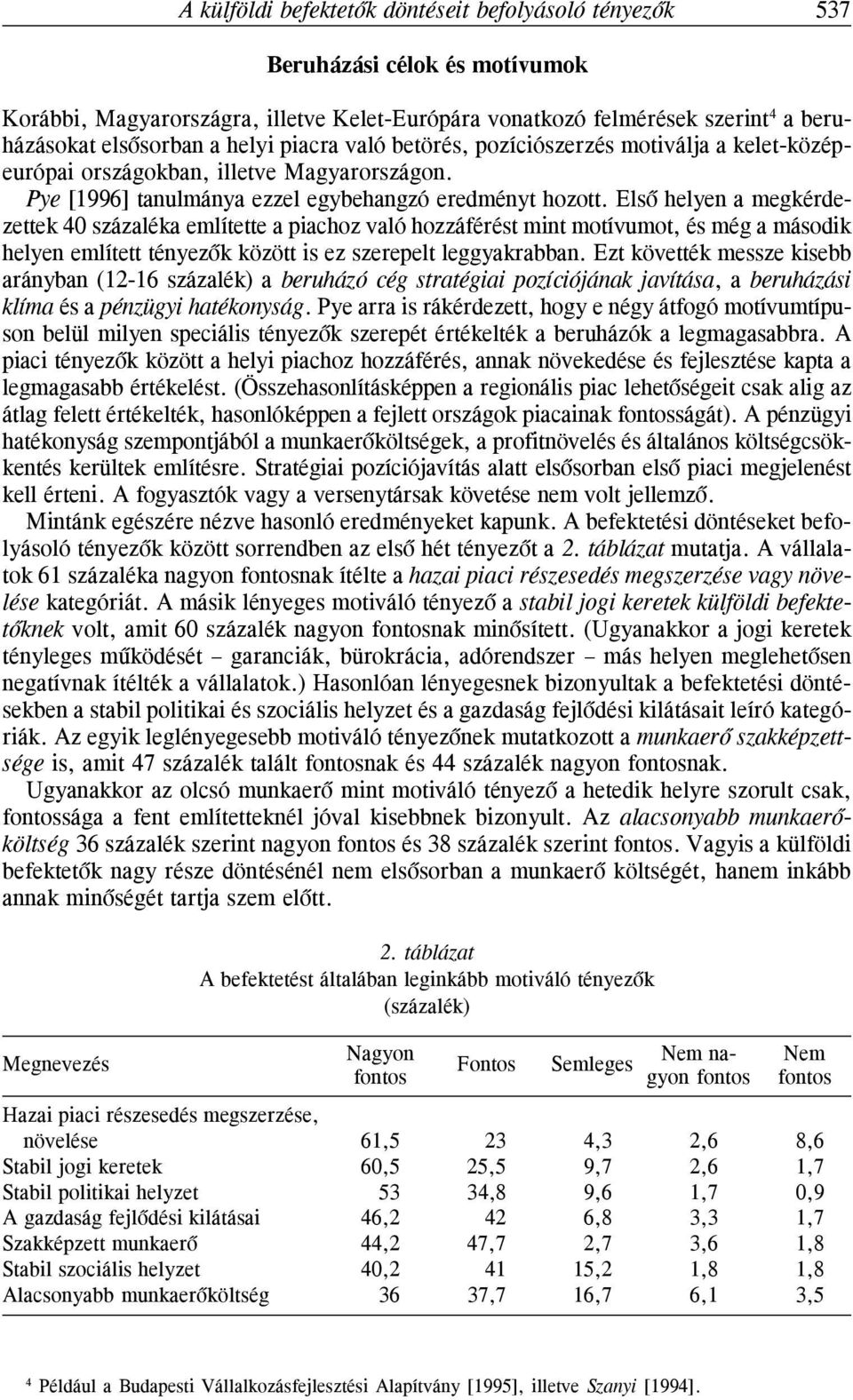 Elsõ helyen a megkérdezettek 40 százaléka említette a piachoz való hozzáférést mint motívumot, és még a második helyen említett tényezõk között is ez szerepelt leggyakrabban.