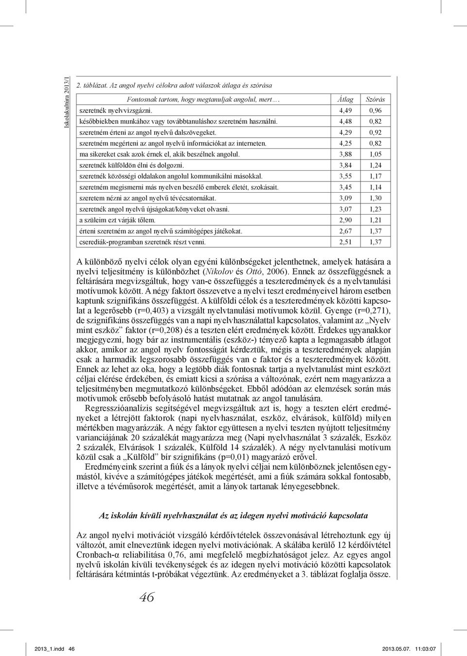 4,29 0,92 szeretném megérteni az angol nyelvű információkat az interneten. 4,25 0,82 ma sikereket csak azok érnek el, akik beszélnek angolul. 3,88 1,05 szeretnék külföldön élni és dolgozni.