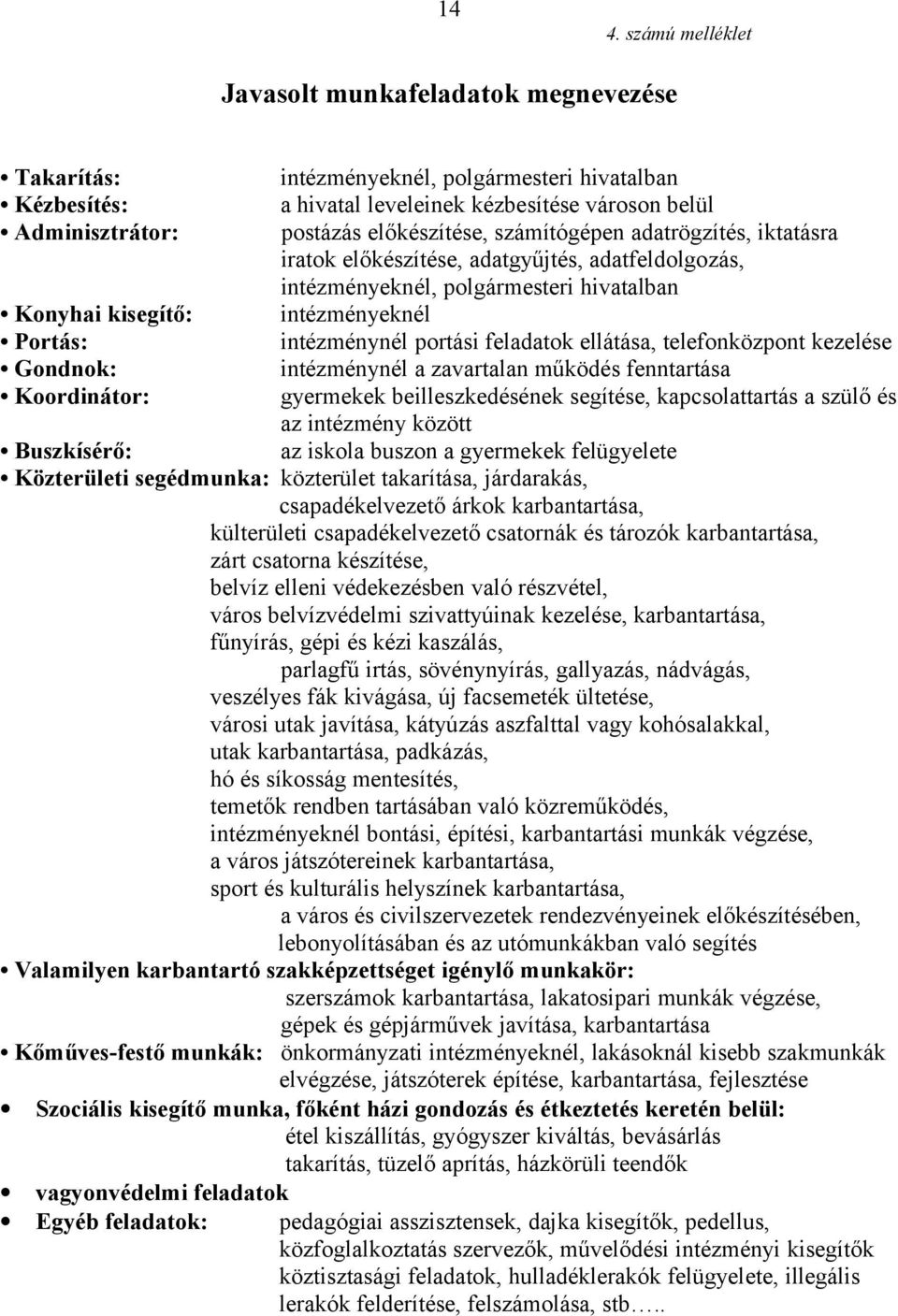 portási feladatok ellátása, telefonközpont kezelése Gondnok: intézménynél a zavartalan működés fenntartása Koordinátor: gyermekek beilleszkedésének segítése, kapcsolattartás a szülő és az intézmény