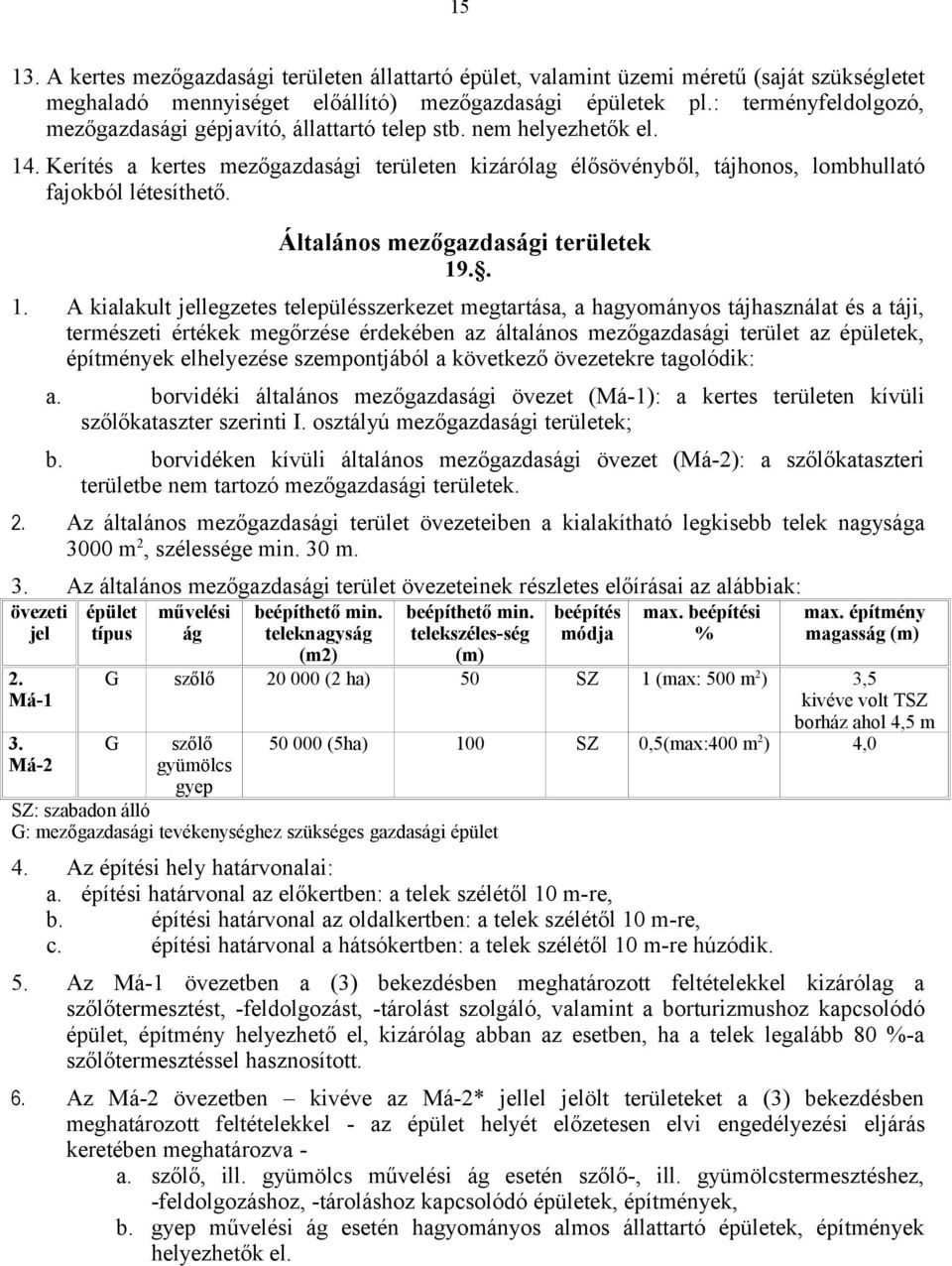 Általános mezőgazdasági területek 19