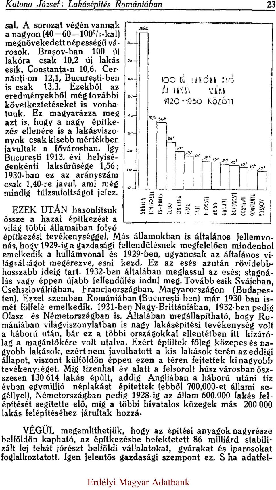 Ez magyarázza meg azt is, hogy a nagy építkezés ellenére is a lakásviszonyok csak kisebb mértékben javultak a fővárosban. Igy Bucureşti 1913.