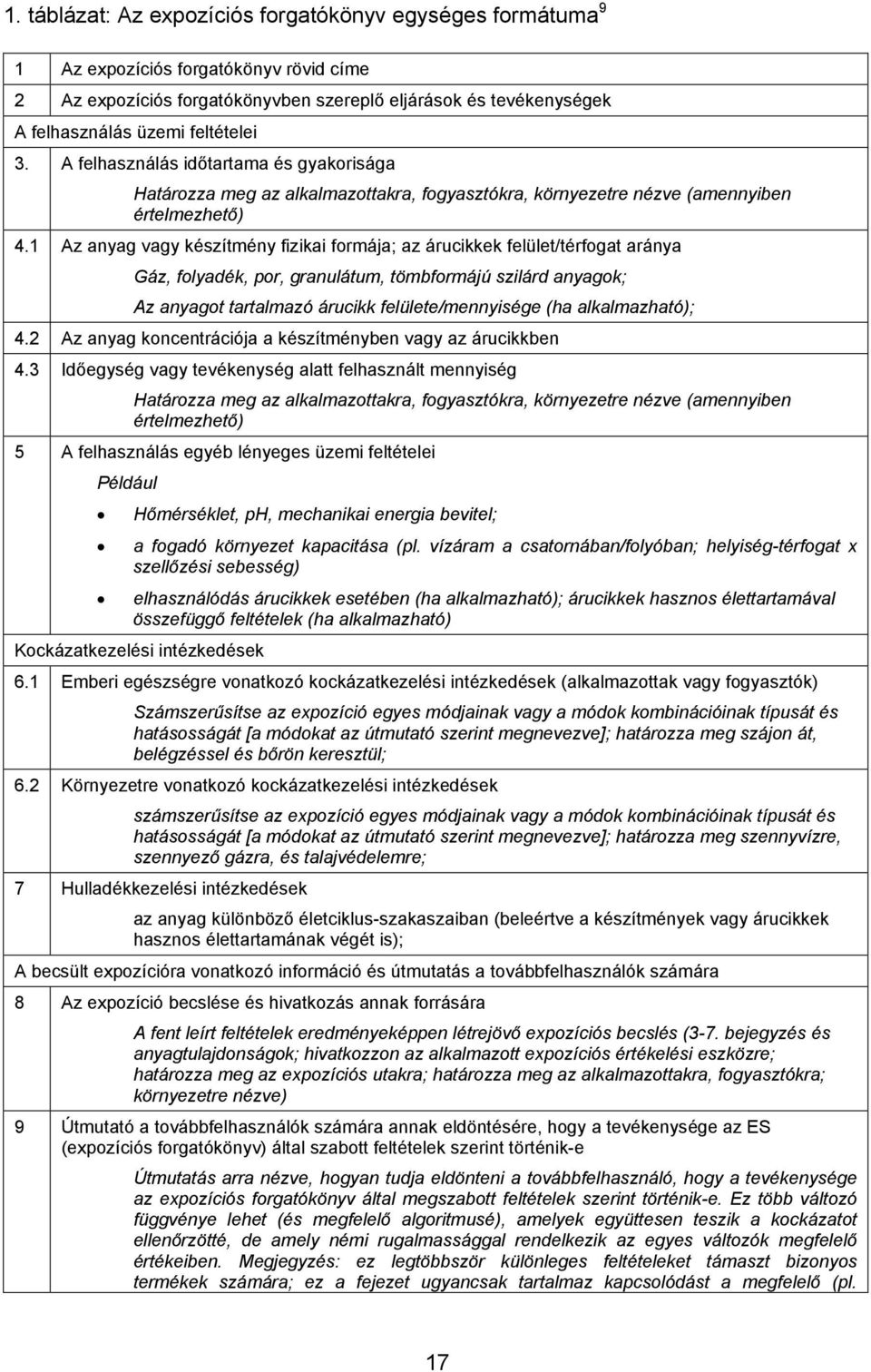 1 Az anyag vagy készítmény fizikai formája; az árucikkek felület/térfogat aránya Gáz, folyadék, por, granulátum, tömbformájú szilárd anyagok; Az anyagot tartalmazó árucikk felülete/mennyisége (ha