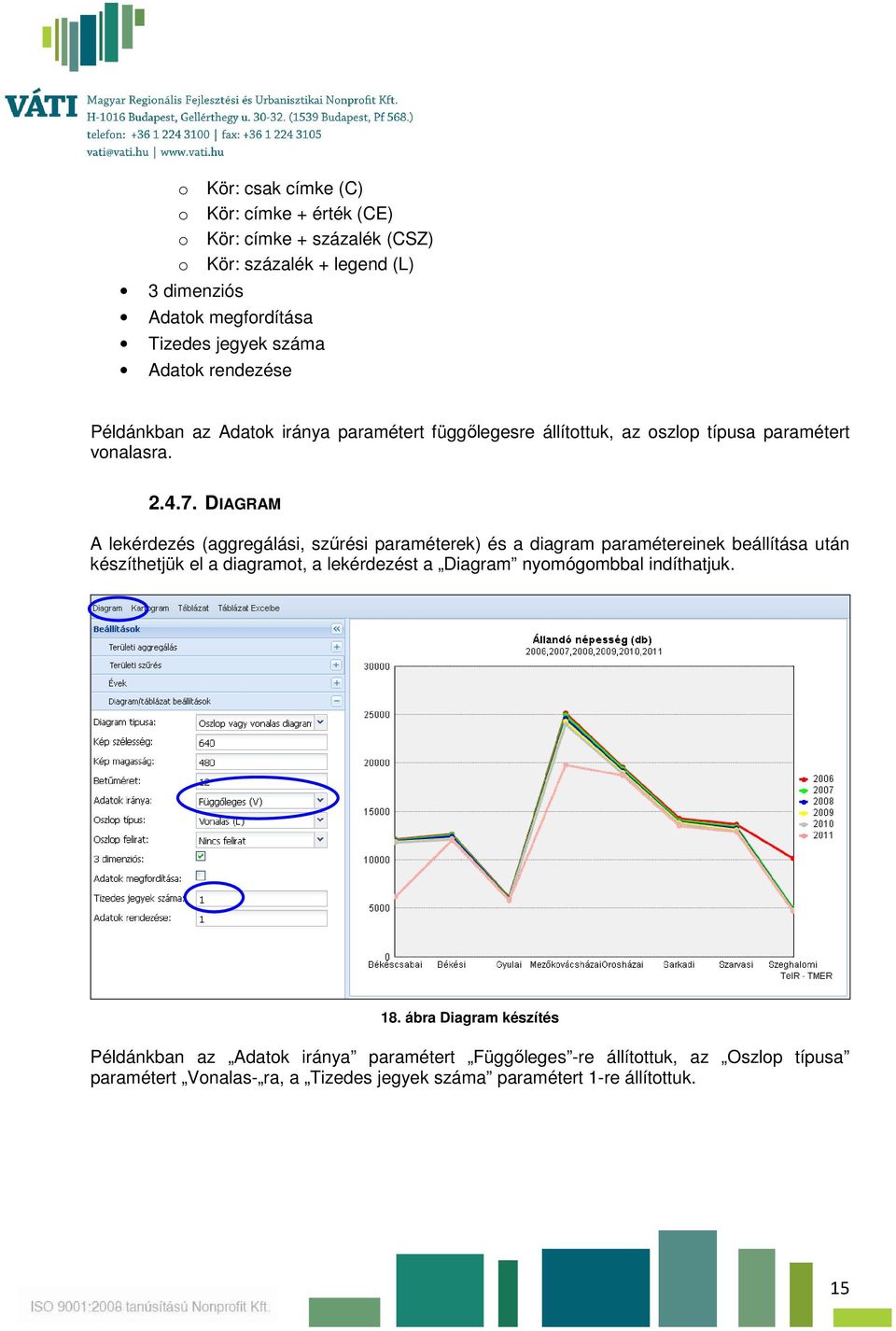 DIAGRAM A lekérdezés (aggregálási, szűrési paraméterek) és a diagram paramétereinek beállítása után készíthetjük el a diagramot, a lekérdezést a Diagram