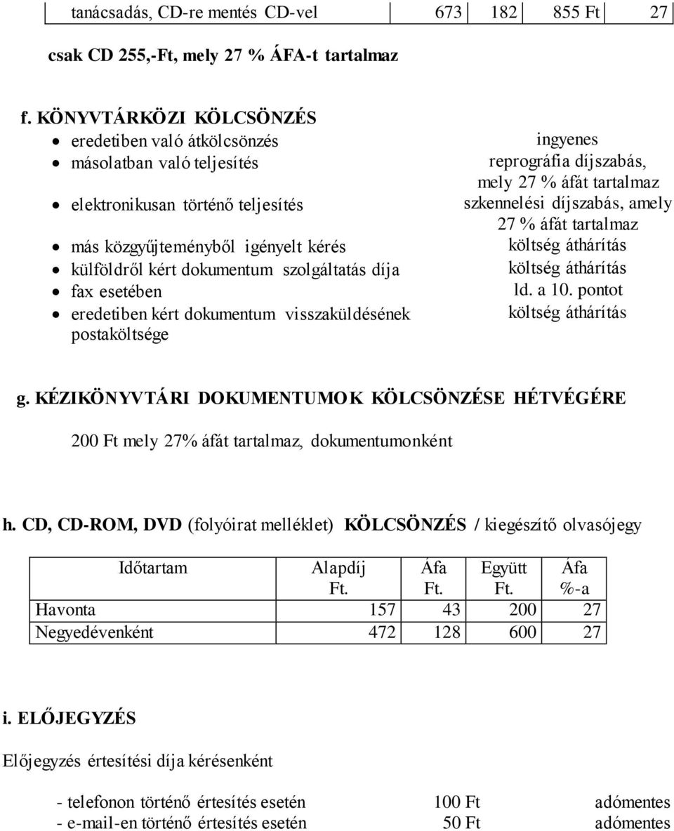 esetében eredetiben kért dokumentum visszaküldésének postaköltsége reprográfia díjszabás, mely 27 % áfát tartalmaz szkennelési díjszabás, amely 27 % áfát tartalmaz költség áthárítás költség áthárítás