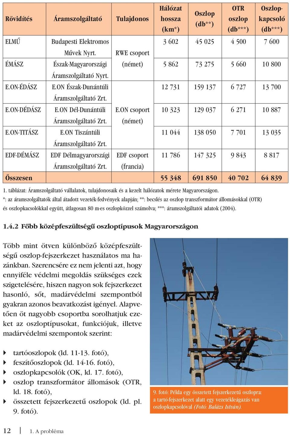 ON Dél-Dunántúli E.ON csoport 10 323 129 037 6 271 10 887 Áramszolgáltató Zrt. (német) E.ON-TITÁSZ E.ON Tiszántúli 11 044 138 050 7 701 13 035 Áramszolgáltató Zrt.