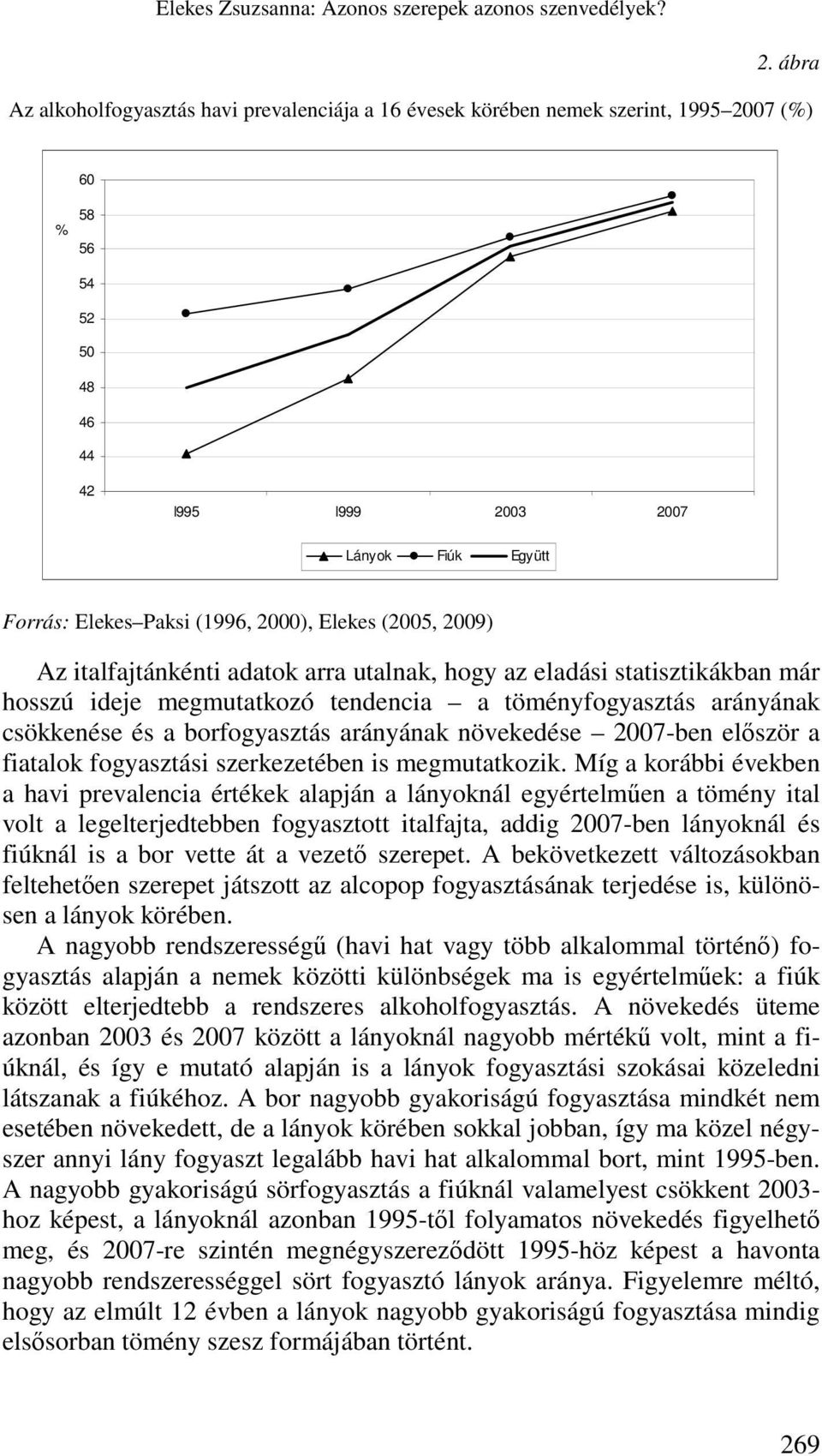 Elekes (2005, 2009) Az italfajtánkénti adatok arra utalnak, hogy az eladási statisztikákban már hosszú ideje megmutatkozó tendencia a töményfogyasztás arányának csökkenése és a borfogyasztás