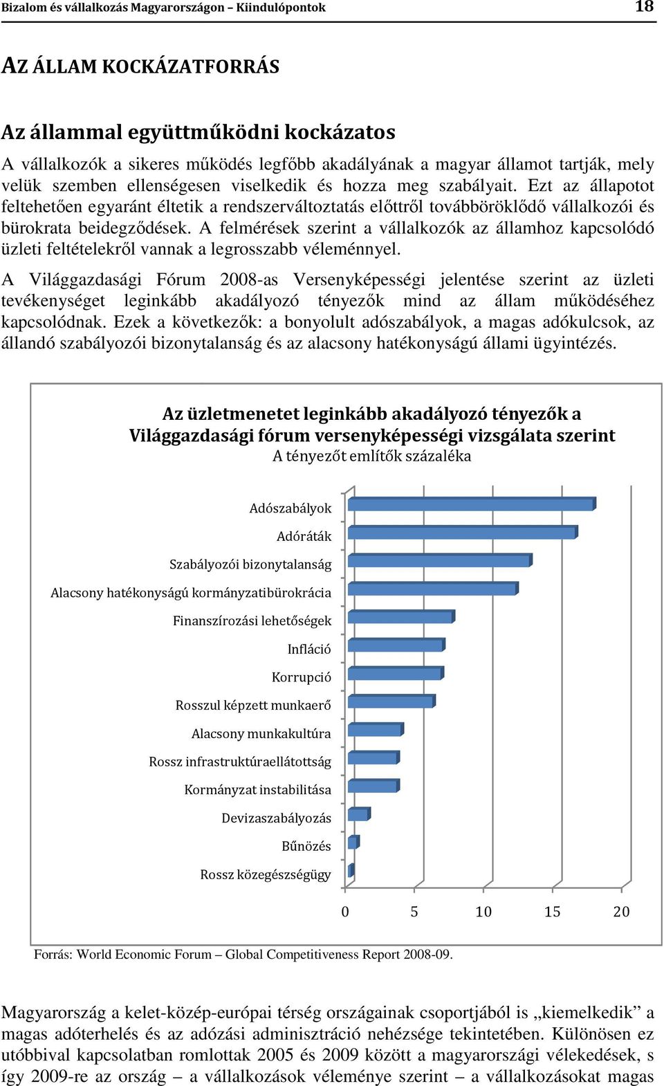 dések. A felmérések szerint a vállalkozók az államhoz kapcsolódó üzleti feltételekről l vannak a legrosszabb véleménnyel.